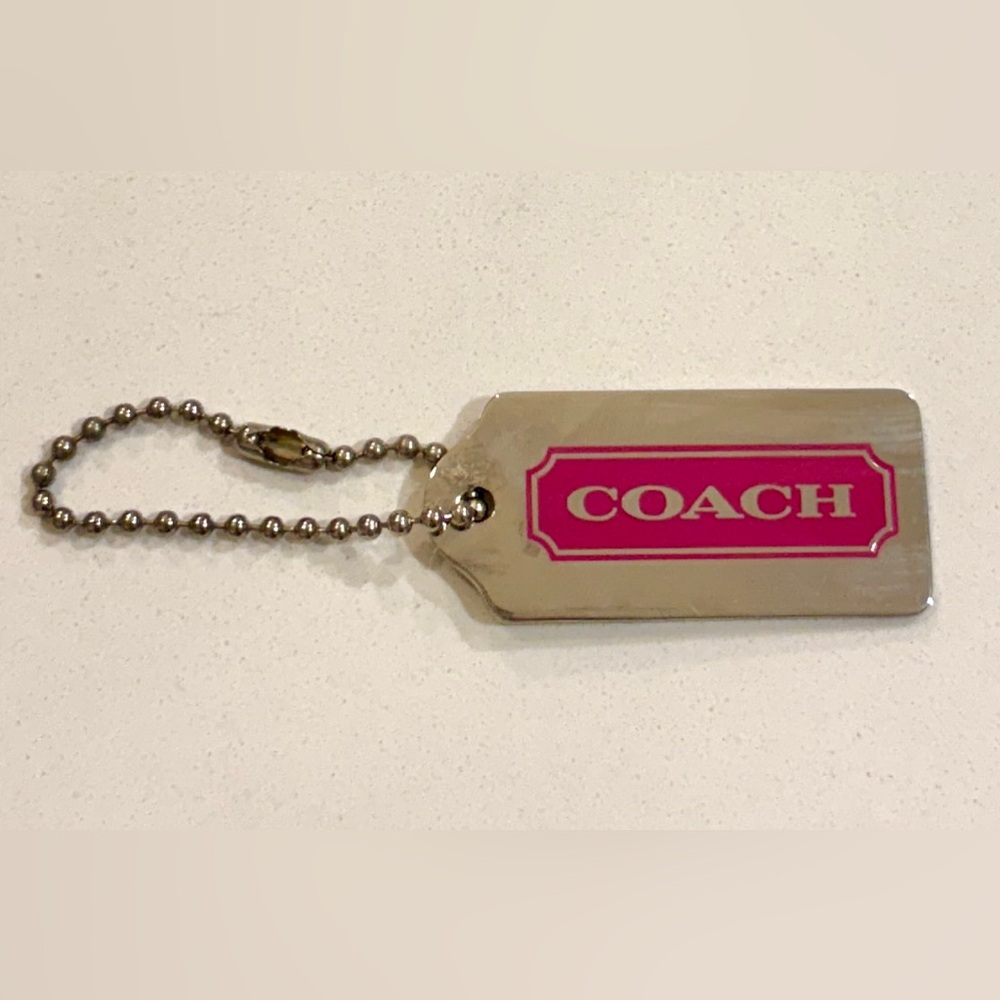 COACH Silver Hang Tag with Pink Logo